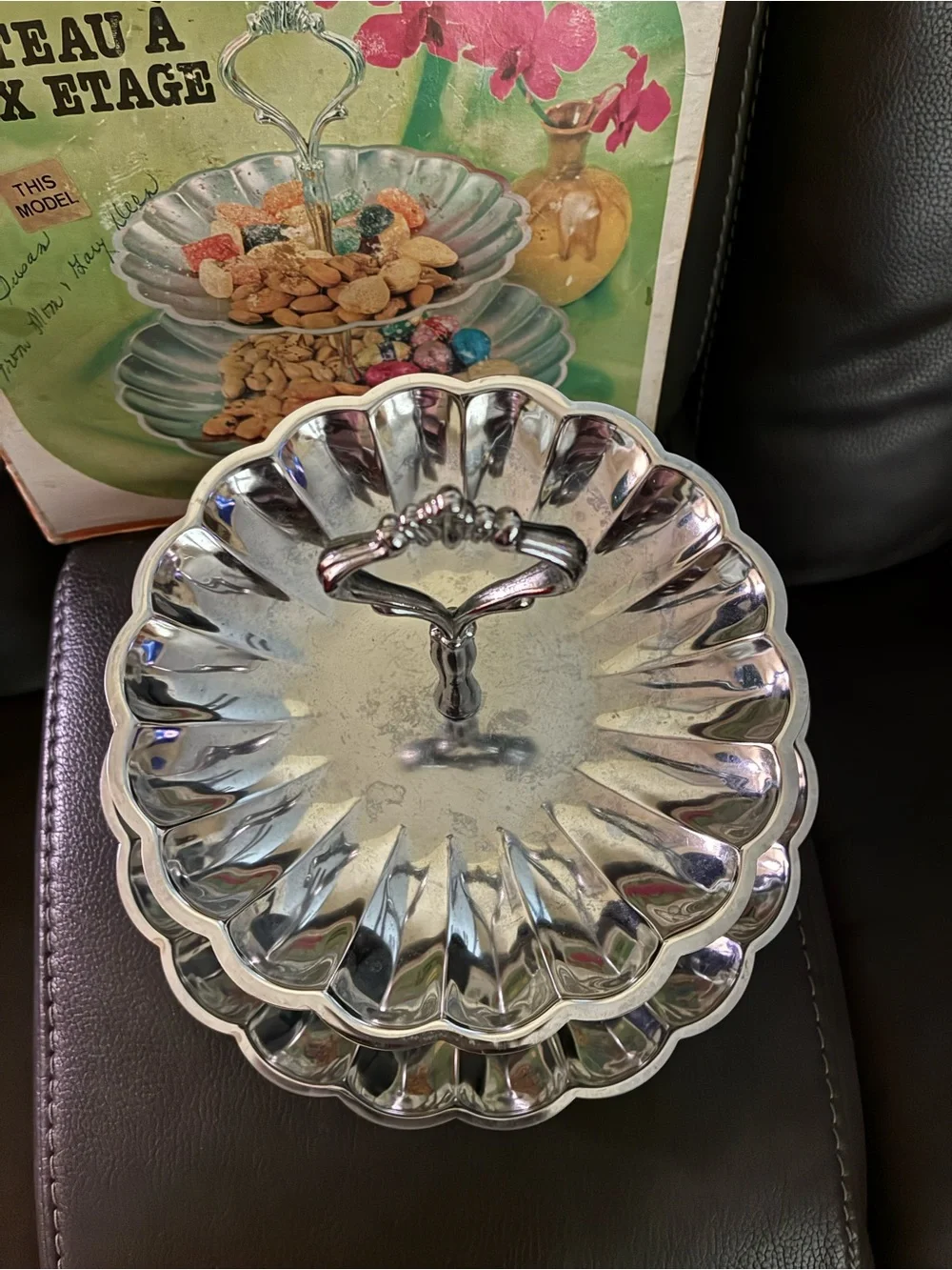 Chrome 2-Tier Candy/Cake Stand - Silver